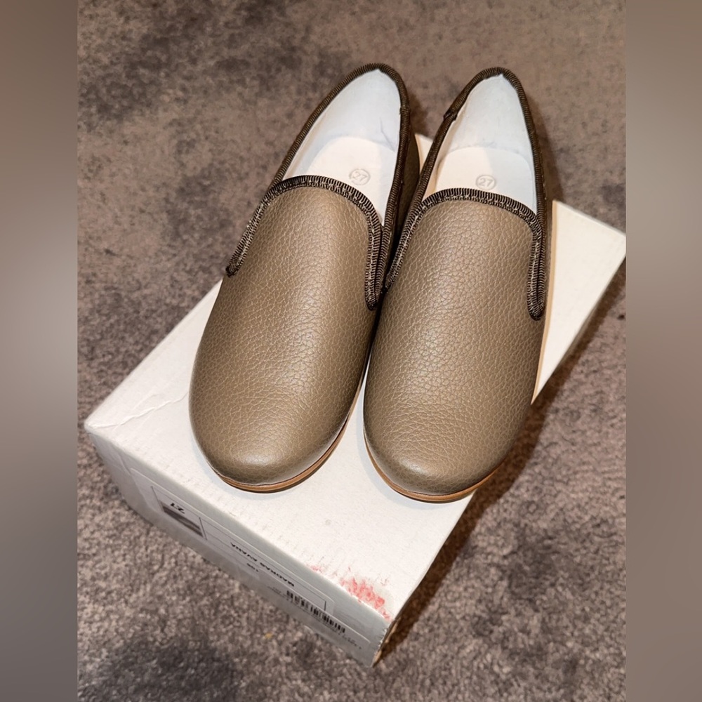 Lmdi olive smoking loafers real leather